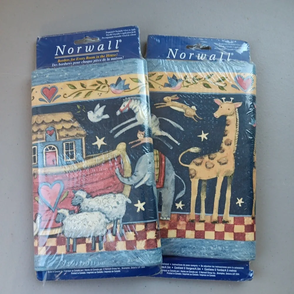 NOS Norwall Wallpaper Boarder Kids Room NOAHS ARC Set of 2 Susan Winger 10 Yards